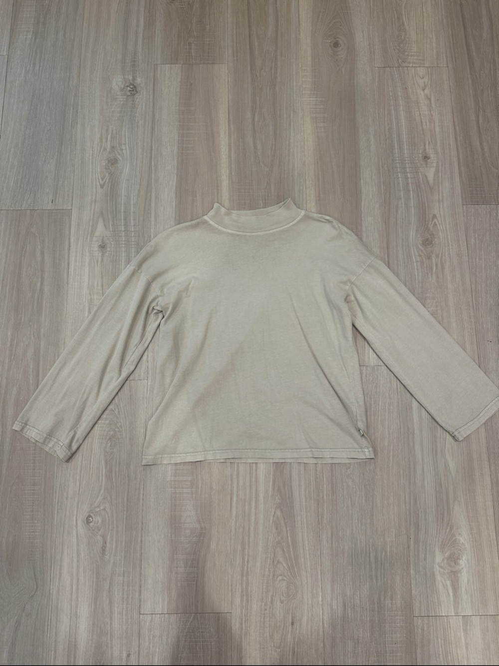 Brixton Beige Mock Neck Long Sleeve Top